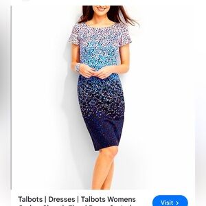 Talbots plus size sheathe dress floral ombré print spring career garden
